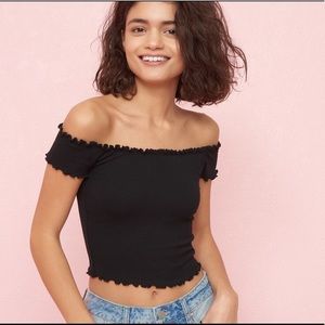Black off the shoulder crop top